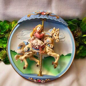 1994 Bradford Exchange Wind-up  Musical Plate Carousel Daydreams Swept Away